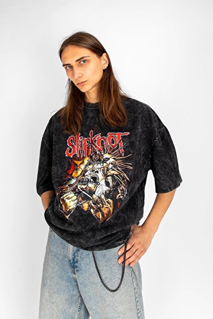 Sekizbiraltı Zombie Slipknot Baskılı Siyah Oversize Unisex Tshirt