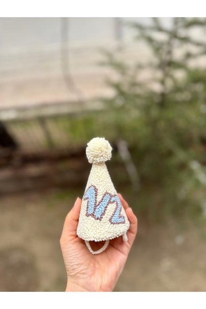 Punch Bohem Krem Bebek 6 Ay - Yarım Yaş Çekim Doğum Günü Parti Şapkası - 1/2 Kukuleta