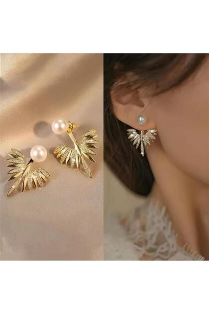 Gold Pearl Fringed Hayelet Earrings