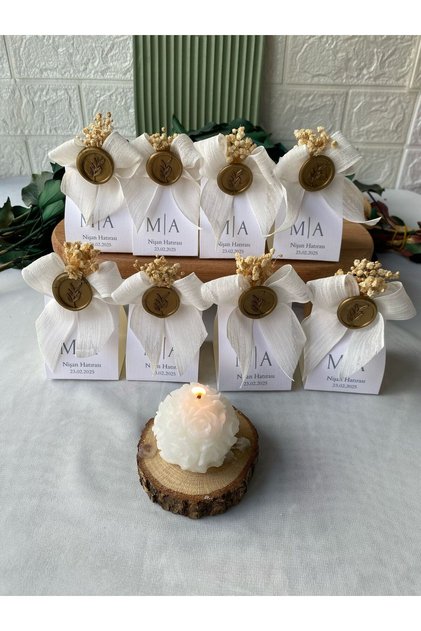 25 Adet Top Gül Mum Söz Nişan Düğün Nikah Hediyeliği