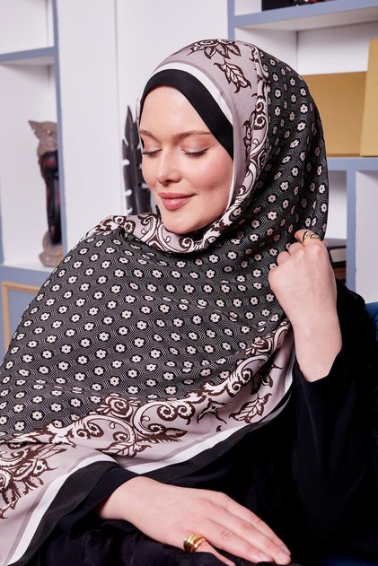Black-Mink Daisy Pattern Royal Shawl