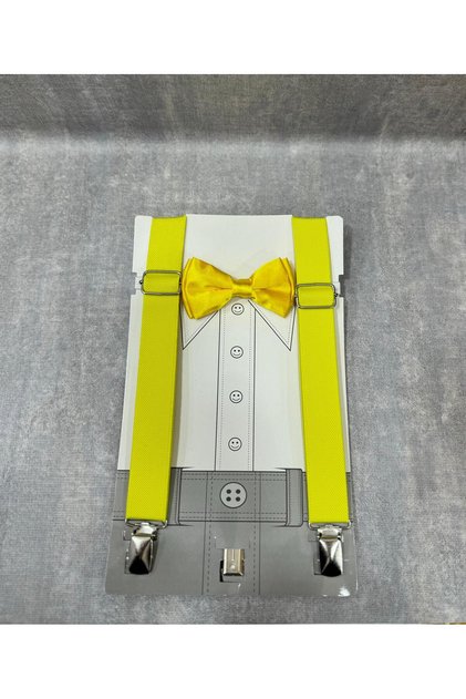 Yellow Bow Tie Suspender Suit Std 4-13 Years Old Boy