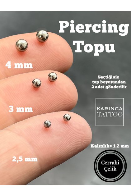 1.2 Mm Piercingler Için 2 Adet Piercing Topu Seti (KARINCA TATTOO)
