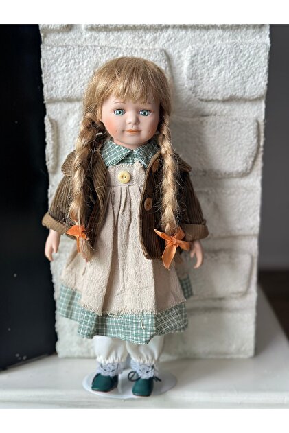 Handmadesign Koleksiyonluk Porselen Bebek Sarışın Örgülü Kadife