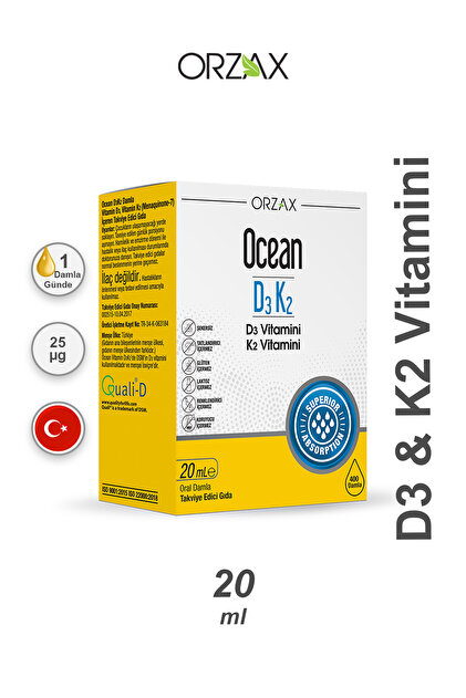 Ocean Vitamin D3K2 Takviye Edici Gıda 20 ml Damla