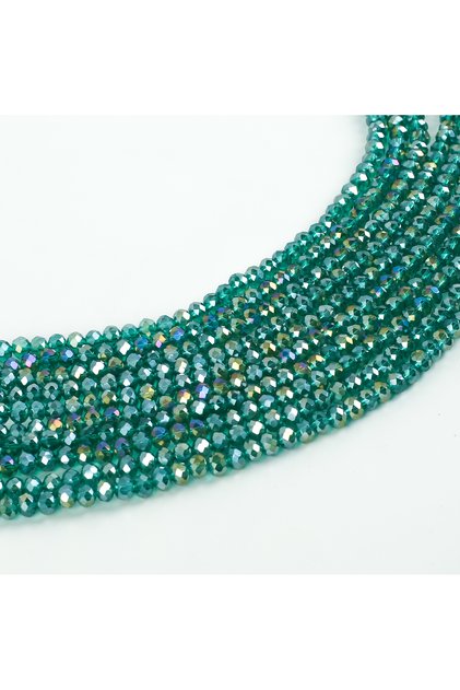1 Dizi (80-85 Adet) - 6 mm Yassı Kristal Cam Boncuk Dizisi Şeffaf Janjanlı Mint Yeşil Renk 1.Kalite