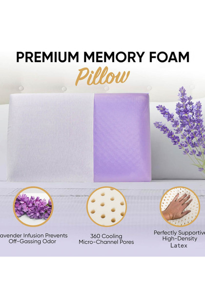 Lavender Memory Foam Pillow White