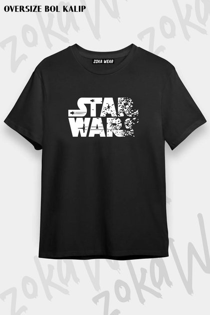 Unisex Oversize Fit Star Wars Logo 2 Design Printed Tshirt