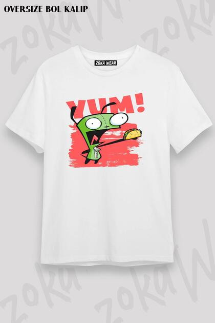 Unisex Oversize Mold Invader Zim Gir Yum Design Printed Tshirt