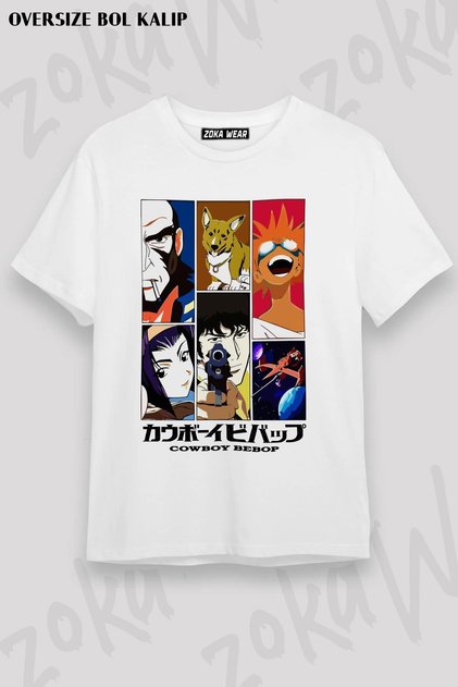 Unisex Oversize Mold Cowboy Bebop Design Printed Tshirt
