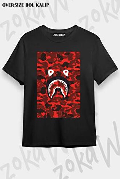 ZOKAWEAR Unisex Bol Kalıp Bape Star King Tasarım Baskılı Tişört