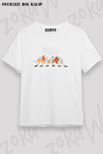 Unisex Oversize Hakuna Matata the Beatles Road T-Shirt Printed T-Shirt