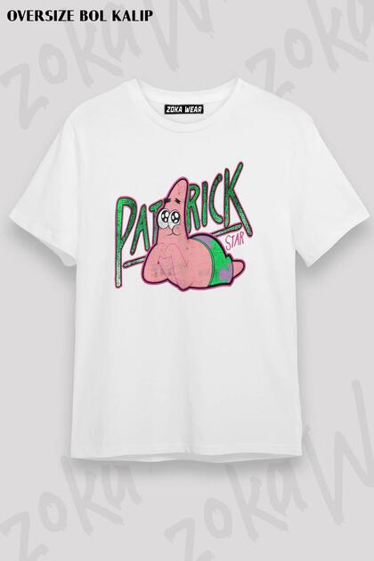 Unisex Oversize Spongebob Patrick Star Printed T-Shirt