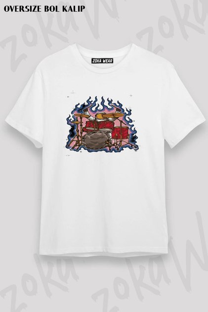 Unisex Oversize Fit Drum Special Design Printed Tshirt