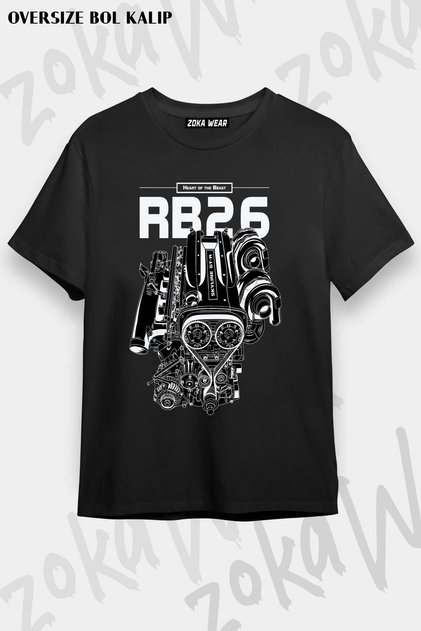 Unisex Oversize Rb26Dett Engine,Skyline Gtr Design Printed Tshirt