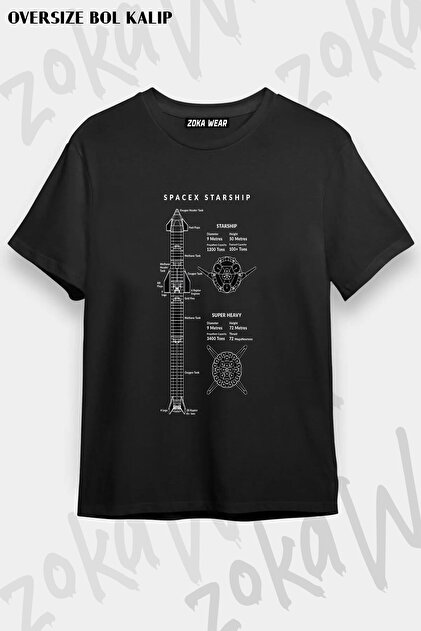 ZOKAWEAR Unisex Oversize Kalıp SpaceX Starship Tasarım Baskılı ZOKAWEAR Unisex Oversize Kalıp SpaceX Starship Tasarım Baskılı