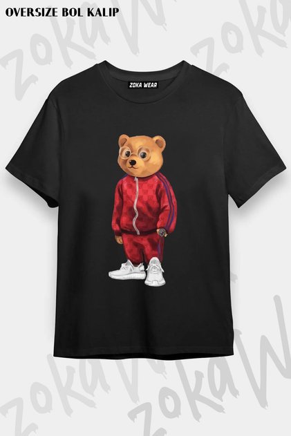 Unisex Oversize Fit Sportsman Cool Bear Teddy Bear Design Printed Tshirt