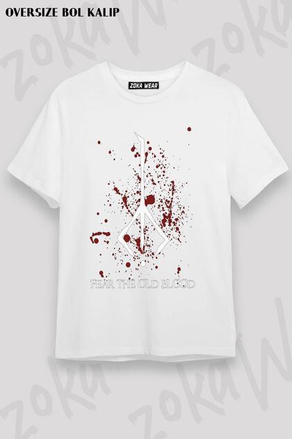 تي شيرت مطبوع بتصميم رمز Hunter/Bloodborne كبير الحجم للجنسين