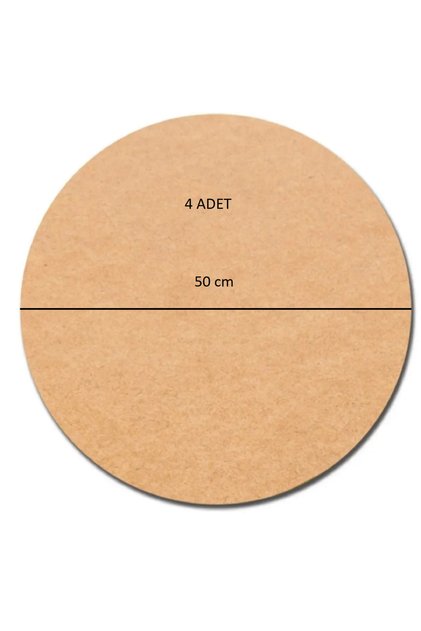 4 Adet 50 Cm Çap 3 Mm (2.7 MM) Ham Mdf Daire Plaka Supla Tabanı