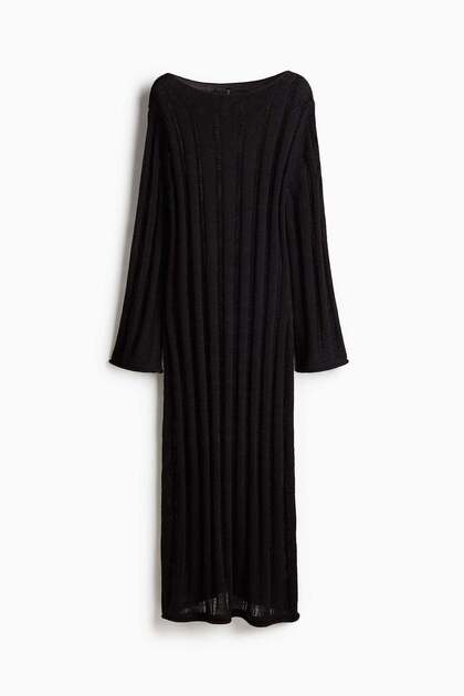 Ladder-stitch-look knitted dress