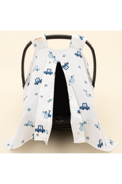 Stroller Cover - Single Sided - Blue Cars