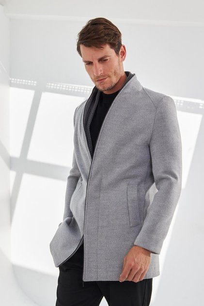 Men's Slim Fit Long Cashmere Coat