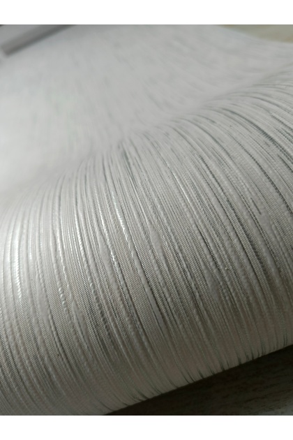 Açık Gri Gümüş Parlak Çizgili Silinebilir Kabartmalı Sade Duvar Kağıdı 5 M²