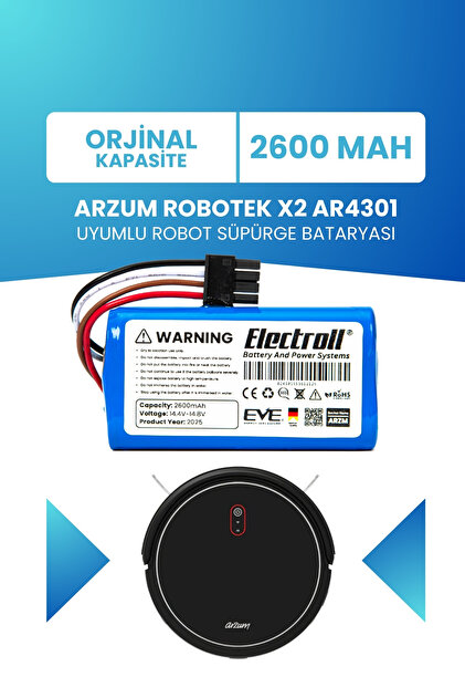 ELECTROLL Arzum Robotek X2 Ar4301 Uyumlu Batarya (ORJİNAL KAPASİTE