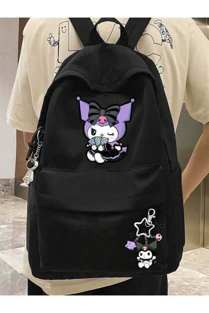 Kuromi Keychain Printed School, Course, Course Backpack