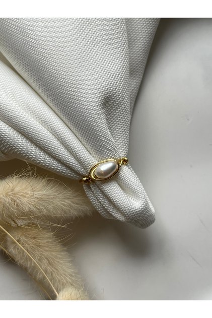 Baroque Pearl Gold Wire Ring Handmade