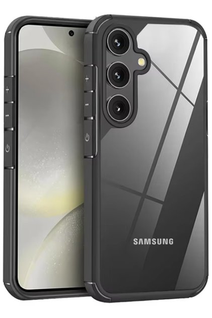 حافظة لهاتف Galaxy S25 مع حماية للكاميرا وسطح خلفي شفاف وغطاء رول جديد