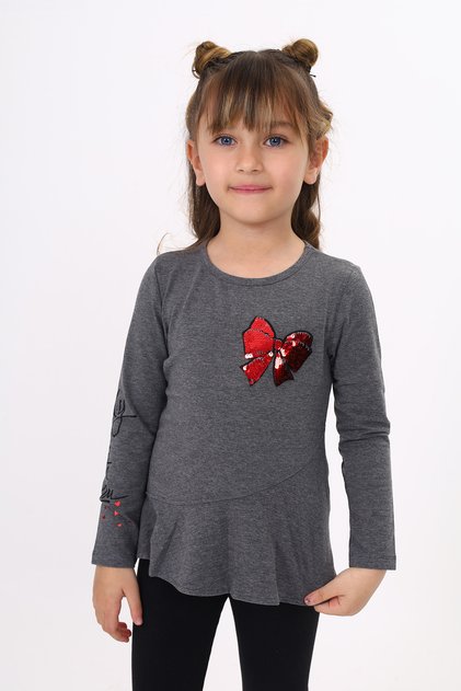 Devojčina prsa sa šljokicama i mašnom Vezena T-shirt