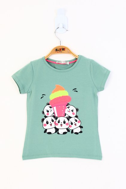 Girl's Printed T-Shirt with Flip Stamp Detail