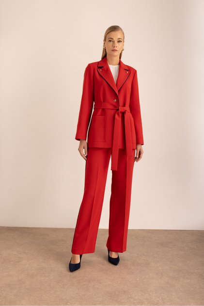 Classic Jacket with Red Piping Detail and Logo Buttons