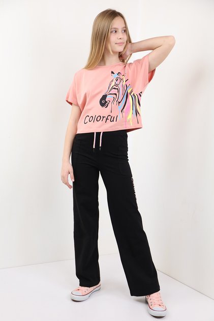 Girl's Colorful Zebra Printed Tracksuit