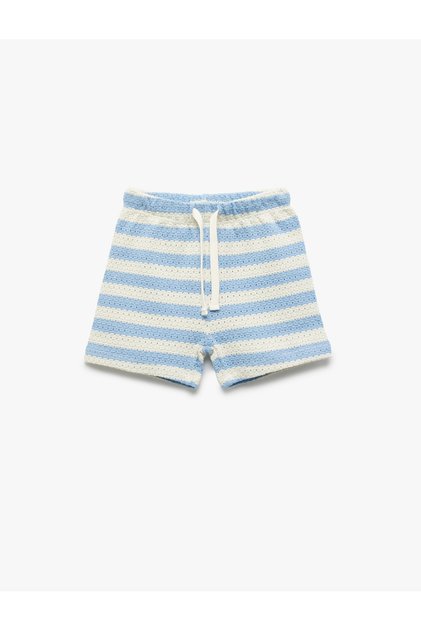 Elastic Waist Cotton Striped Knitwear Shorts