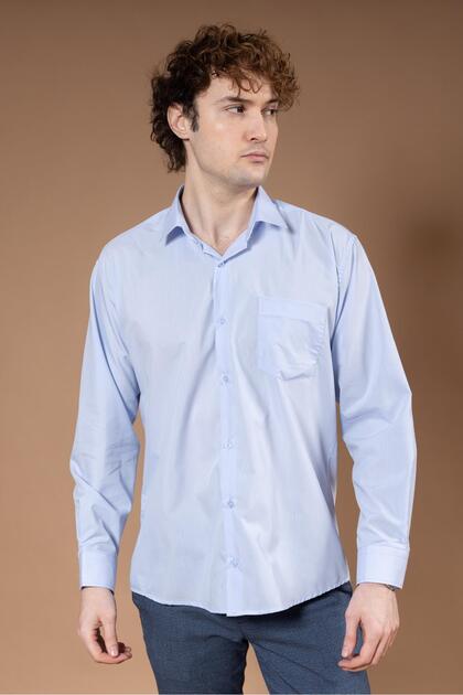 Men's Classic Plain Dakron Long Sleeve Regular Fit Dad Fabric Shirt 8130
