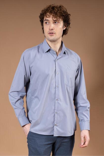 Men's Classic Plain Dakron Long Sleeve Regular Fit Dad Fabric Shirt 8130