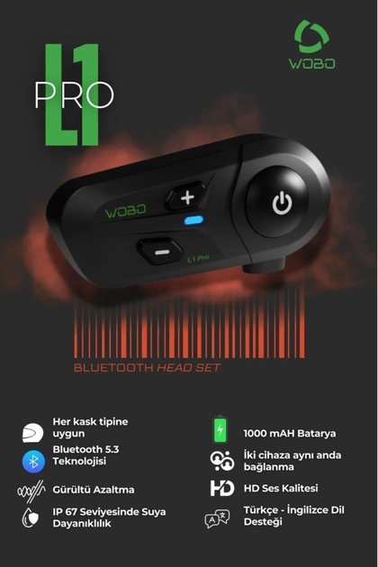 WOBO L-1 PRO Tek Kişilik Motosiklet Kask Bluetooth Intercom