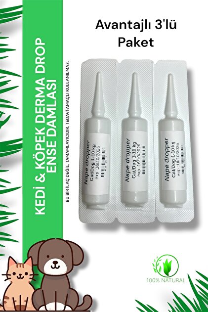 vet advice Kedi Köpek Iç Dış Deri Tüy Bakım Damlası 3'lü Paket