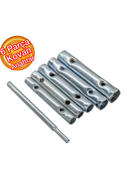 Genel Markalar 6 PARÇA KOVAN ANAHTAR SETİ ÇELİK BORU ÇİNKO KAPLAMA