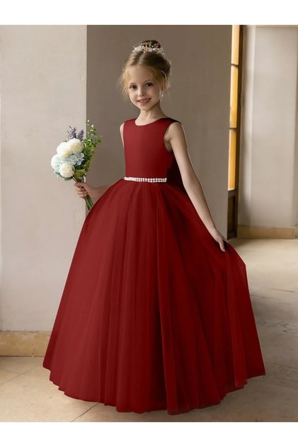 Rochie de bal/rochie tip prințesă din tul, cu fundă din satin și perle