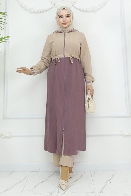Lace-Up Ribbed Suit with Belt Dusty Rose 19237