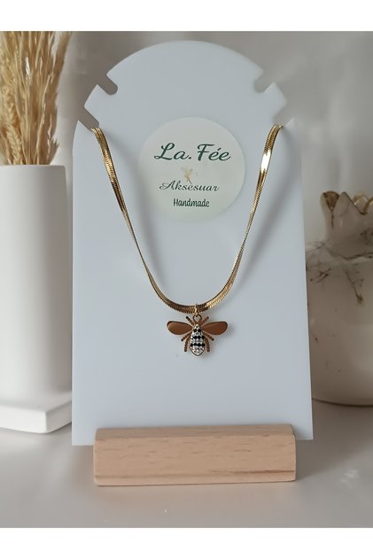 Italian Crush Steel Necklace Bee Women's Necklace Zircon Stone Bee Pendant End