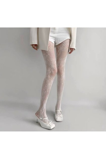 Lolita Floral Pattern Fishnet Pantyhose