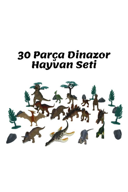 30 Parça Gerçek Görünümlü Dinazor Hayvan Seti Mobil Uyumlu Kavanoz Set