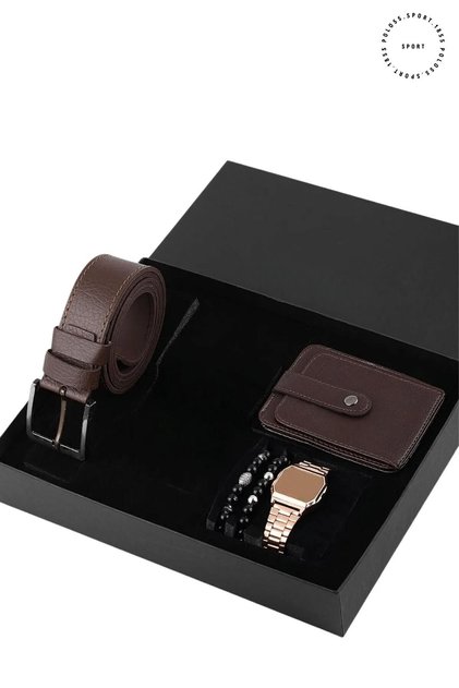 Men's Watch, Belt, Wallet, Bracelet Set in Custom Box