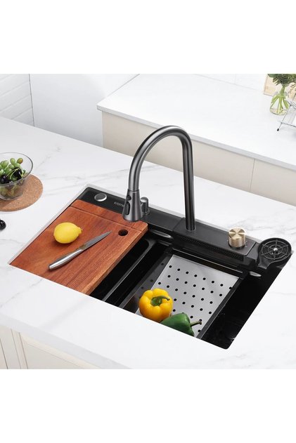 Teknolojik Akıllı Eviye Seti Kombine Basic Nano Siyah KRM1010-BL