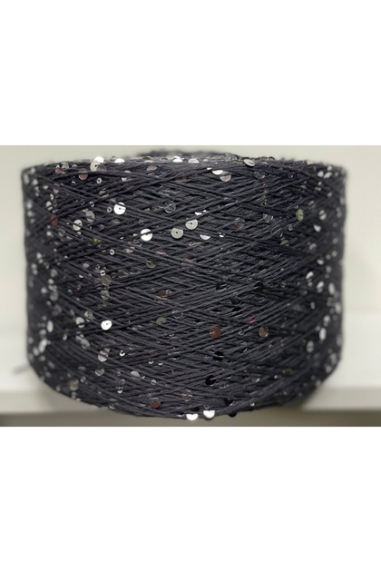 Bag String / Knitting String 100% Cotton 3Mm+6Mm Large Sequins Gray Silver Sequins 200 Gr
