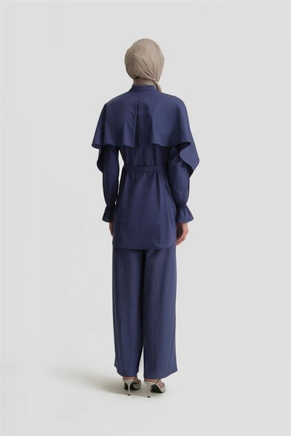 Armine Pelerin Detaylı Pamuk Tunik 25y4606 Puslu Mor - Fiyatı